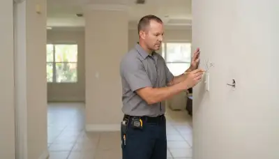 Electrician marks intercom station locations for a Fort Lauderdale, FL home installation