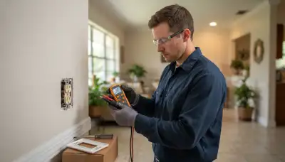 Electrician uses a circuit tester to diagnose a dead outlet in a Fort Lauderdale, FL home