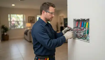 Fort Lauderdale electrician assesses programmable lighting controls by grouping conductors in an open gang box