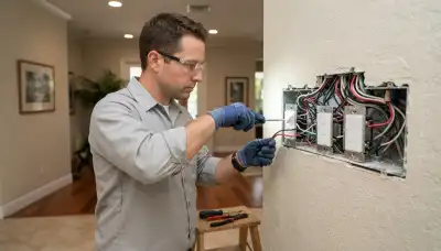 Electrician installing programmable dimmers and controller with separate loads in Fort Lauderdale, FL