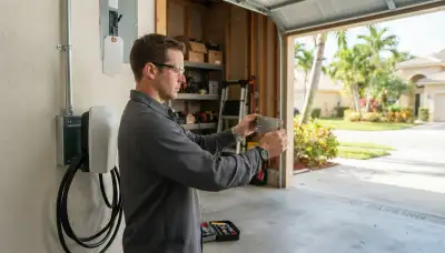 Electric vehicle charger installation for a Dania, FL home by a professional electrician