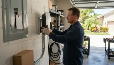 Level 2 EV charger installation in Deerfield Beach, FL by a professional electrician