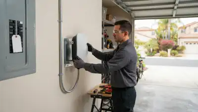Electric vehicle charger installation with 240-volt circuit in Hollywood, FL
