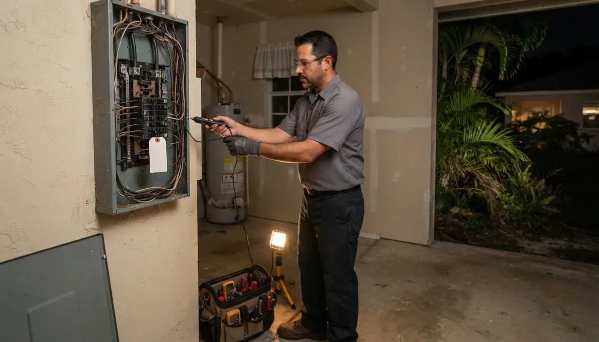 Emergency electrician responding to a residential electrical repair call in Fort Lauderdale, FL