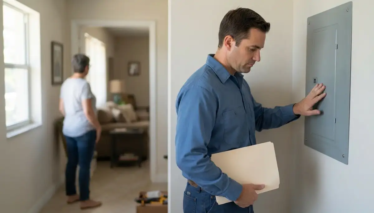 Fort Lauderdale electrician reviews prioritized home electrical inspection findings with a homeowner