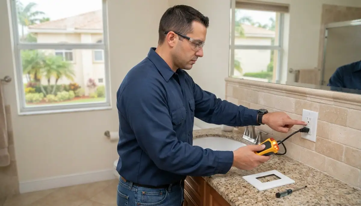 GFCI outlet installation for wet areas in Hallandale Beach, FL bathrooms and kitchens