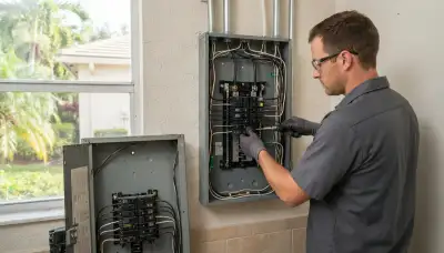Electrician upgrading an older home's electrical panel to 200 amps in Fort Lauderdale, FL