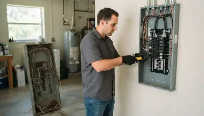 Electrician upgrading an older home's electrical panel in Clewiston, FL