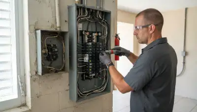 Electrician upgrading an older home's electrical panel to 200 amps in Fort Lauderdale, FL