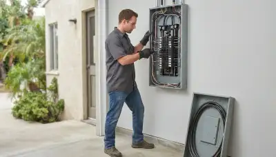 Electrician upgrading an older home's electrical panel to 200 amps in Hollywood, FL