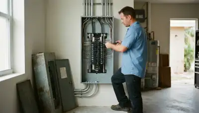 Electrician upgrading an older home's electrical panel in Lighthouse Point, FL