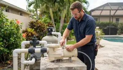 Electrician installing and bonding a pool pump in Fort Lauderdale, FL