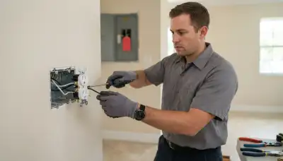 Electrician replacing a failed electrical outlet with secure screw terminals in Fort Lauderdale, FL